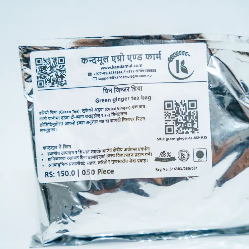 Green ginger tea bag